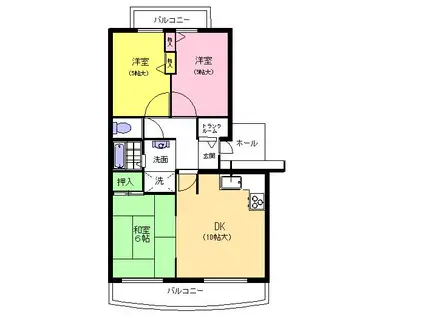 静鉄音羽町マンション(3DK/3階)の間取り写真