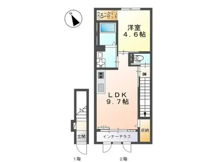 FIRST(1LDK/2階)の間取り写真