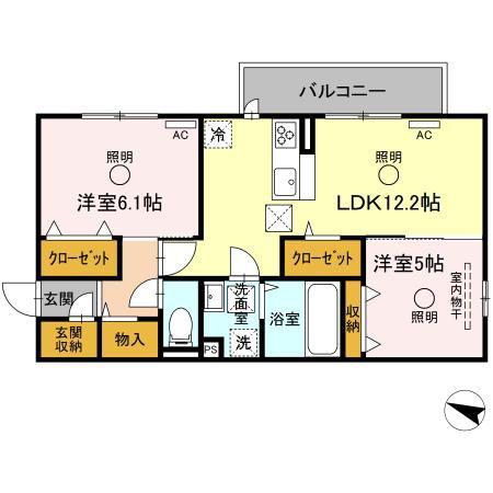 ラ・メゾン ドゥ(2LDK/1階)の間取り写真