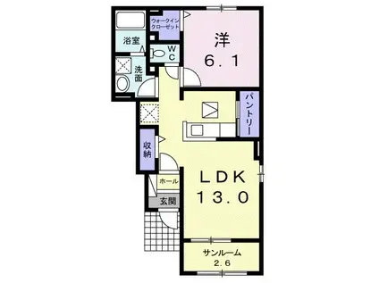 ヴィラーリエージュB(1LDK/1階)の間取り写真