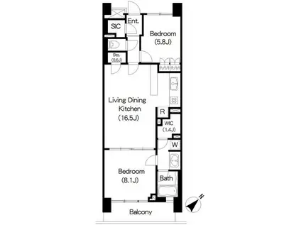 BRILLIA IST三軒茶屋アイビーテラス(2SLDK/9階)の間取り写真