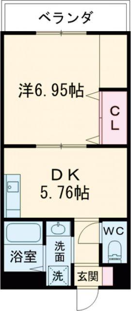 ウラックスビル(1DK/7階)の間取り写真