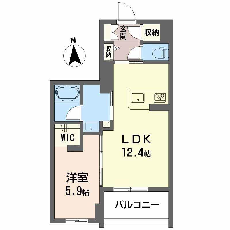 コンフォーザ虎丸(1LDK/4階)の間取り写真