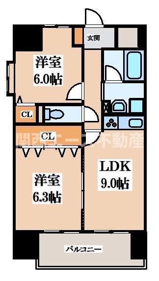 ラ・フォーレ久宝園(2DK/3階)の間取り写真
