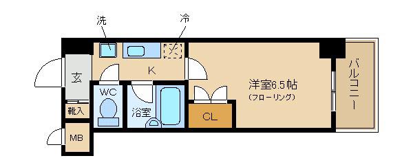 ローズコーポ新大阪9(1K/9階)の間取り写真