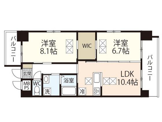 ルネス舟入町(2LDK/5階)の間取り写真