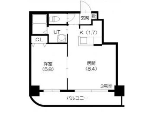 メトロサイド大通(1LDK/8階)の間取り写真