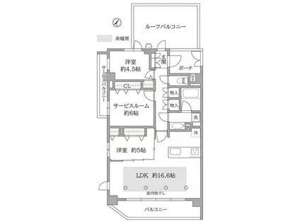 ファインスクエア世田谷弦巻II(2SLDK/4階)の間取り写真