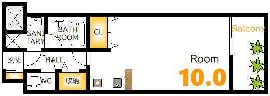 舟入FLATS(1K/6階)の間取り写真