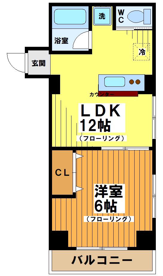 スカイプラザ笹塚(1LDK/7階)の間取り写真