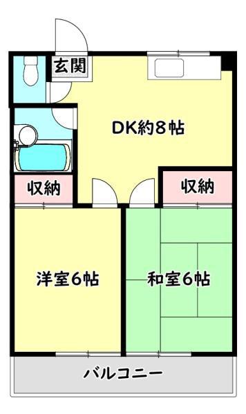 京阪本線 大和田駅(大阪) 徒歩11分 4階建 築41年(2DK/4階)の間取り写真