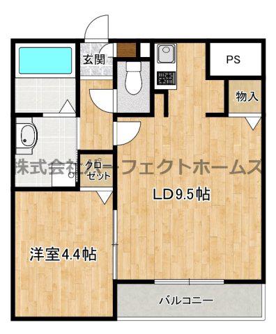 ライズアップ西尾(1LDK/3階)の間取り写真