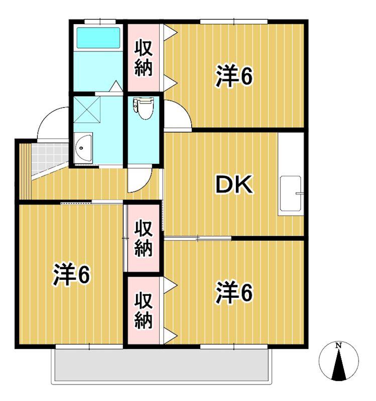 グランドハイツ大久保(3DK/2階)の間取り写真