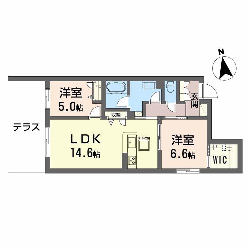 グランステラ鳳(2LDK/1階)の間取り写真
