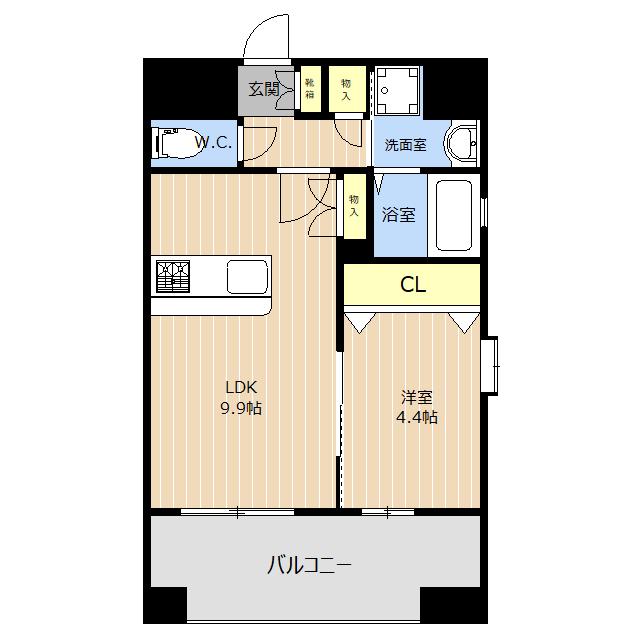 LIBTH別府(1LDK/8階)の間取り写真