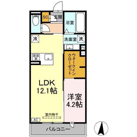 グランツタウン(1LDK/3階)の間取り写真