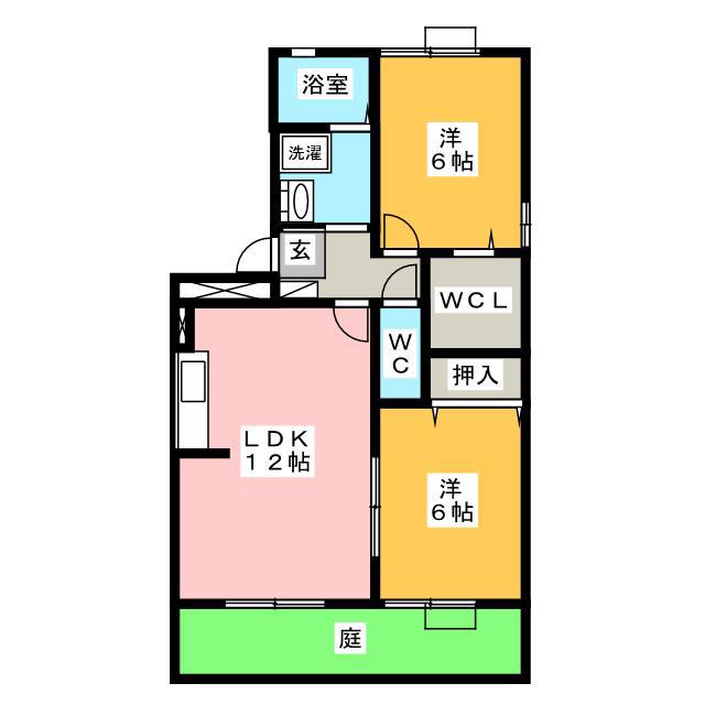 ジェントリー(2LDK/1階)の間取り写真