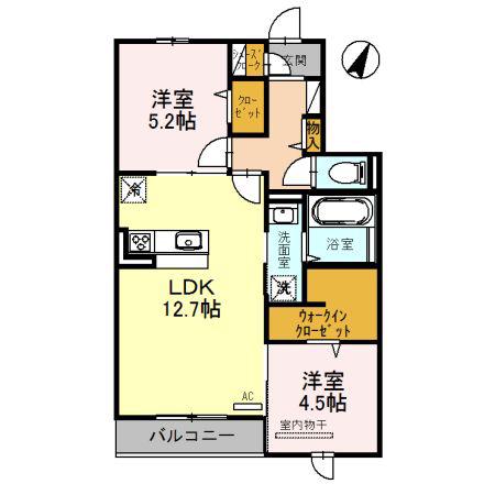 グランジュネス(2LDK/3階)の間取り写真