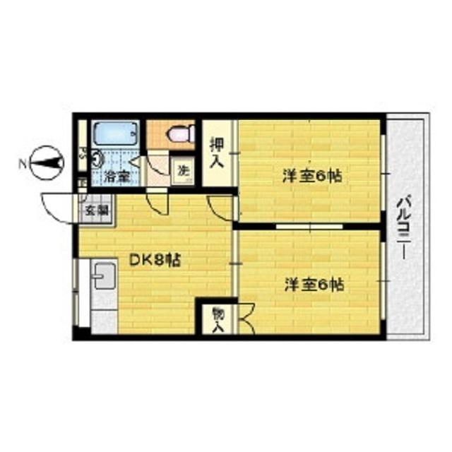 サニーハイツ(2DK/2階)の間取り写真