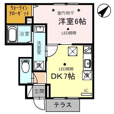 ブルーデイジー(1DK/1階)の間取り写真