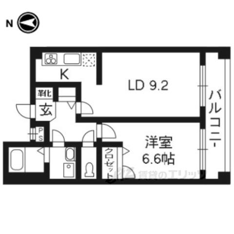 アーバン北村聖護院(1DK/5階)の間取り写真