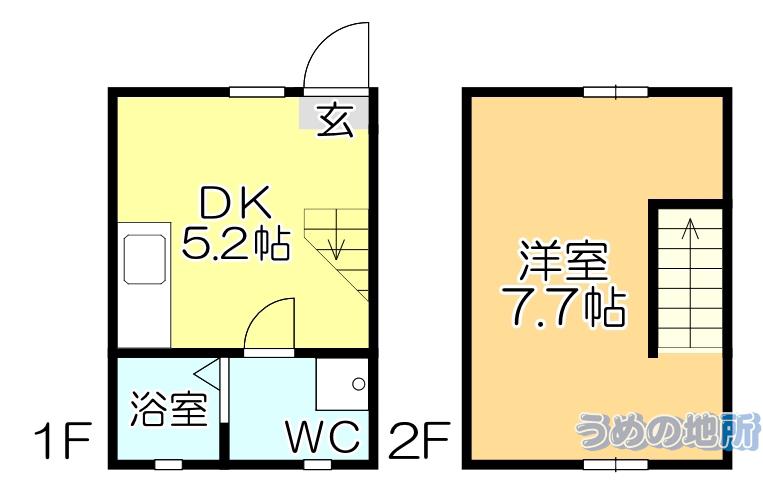 サンマリノ湯納楚(1DK/1階)の間取り写真