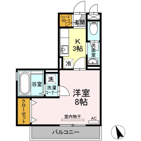 クレール嶋A(1K/2階)の間取り写真