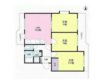 市ヶ谷加賀町アパート D棟(3LDK/3階)の間取り写真