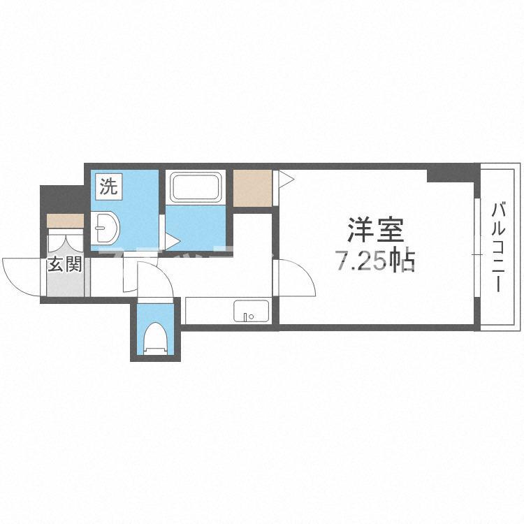 HALU花園町(1K/4階)の間取り写真