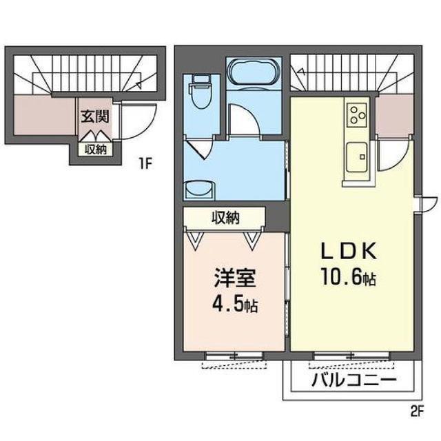 エクラージュイシカワ(1LDK/2階)の間取り写真