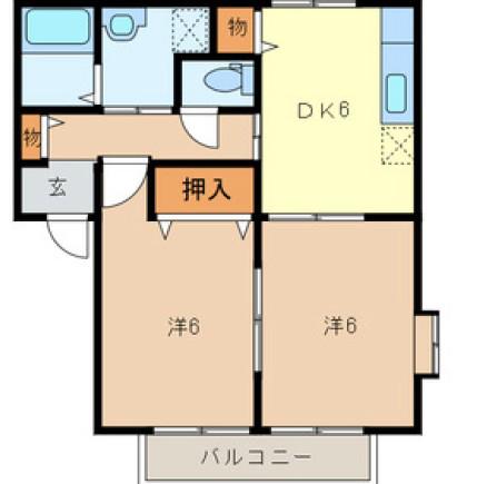 コンフォールヴィラ(2DK/2階)の間取り写真