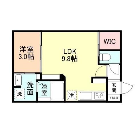 INTEGRAL向新庄(1LDK/1階)の間取り写真