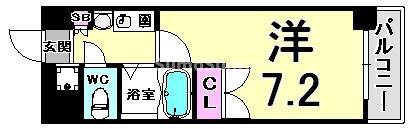 エステムコート三宮山手IIソアーレ(1K/14階)の間取り写真