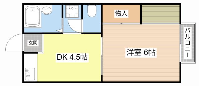 ハイグレード石山(1DK/2階)の間取り写真