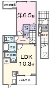 ＪＲ東北本線 福島駅(福島) 徒歩25分 3階建 新築(1LDK/2階)の間取り写真