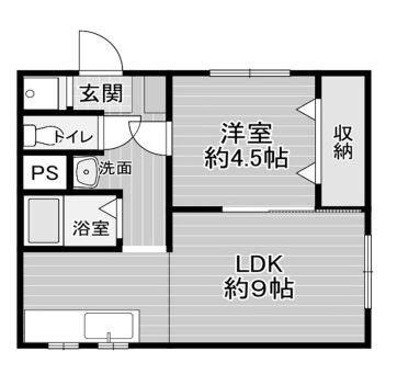 辻野ハイツ(1LDK/2階)の間取り写真