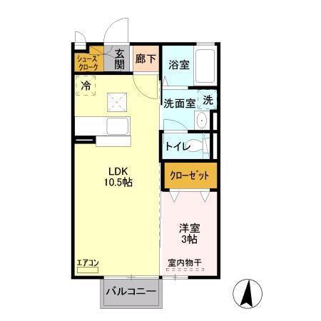 メルシーC(1LDK/1階)の間取り写真