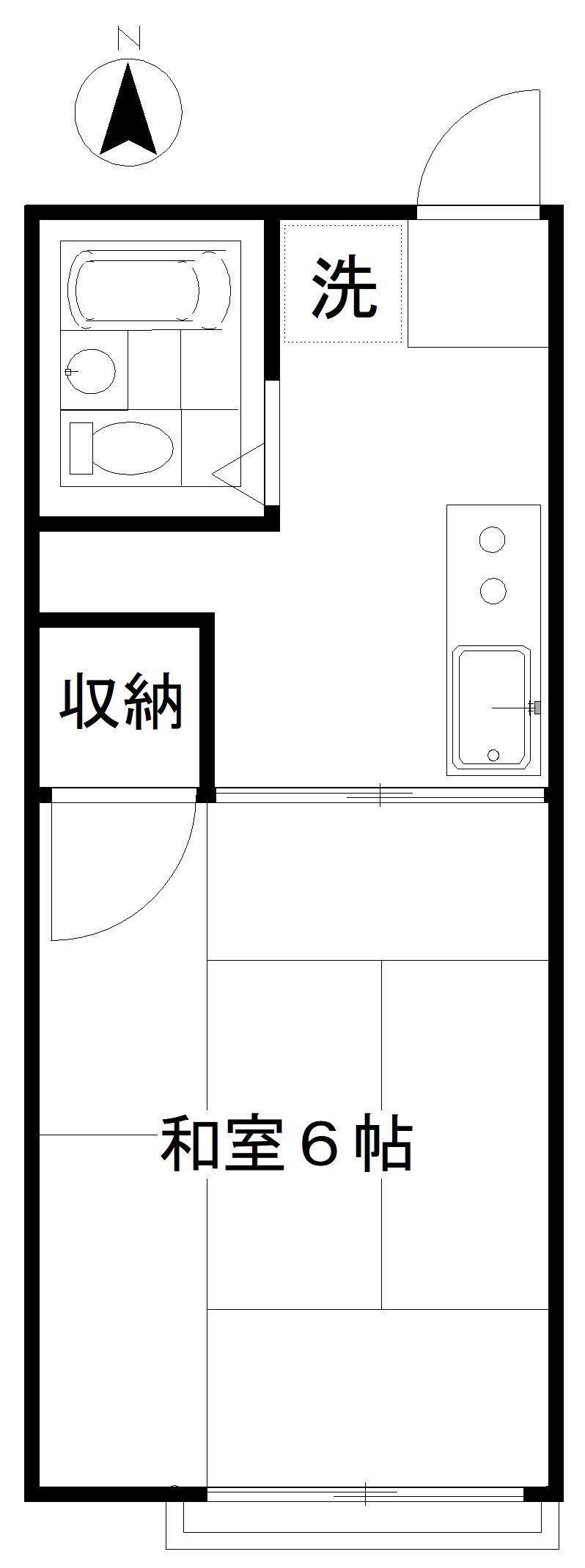 睦ハイム(1K/1階)の間取り写真
