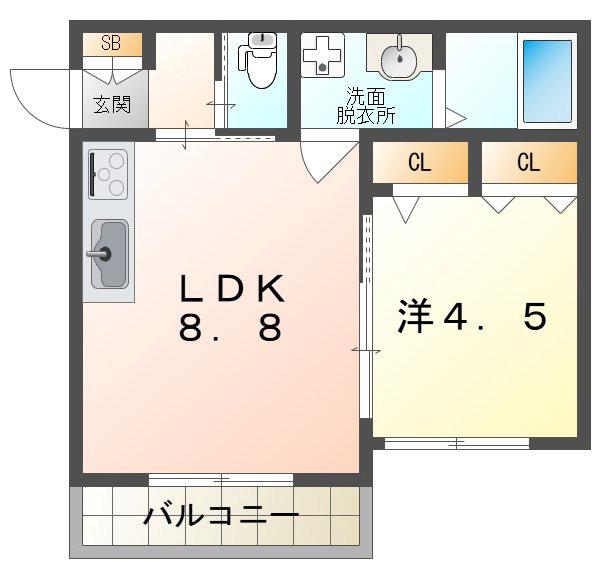 LUXE イーストI(1LDK/3階)の間取り写真