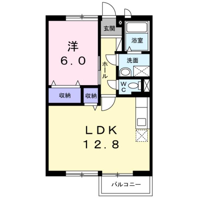 エルディムユートピアC(1LDK/2階)の間取り写真