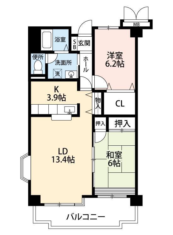 ダイシンヒルズ(2LDK/7階)の間取り写真