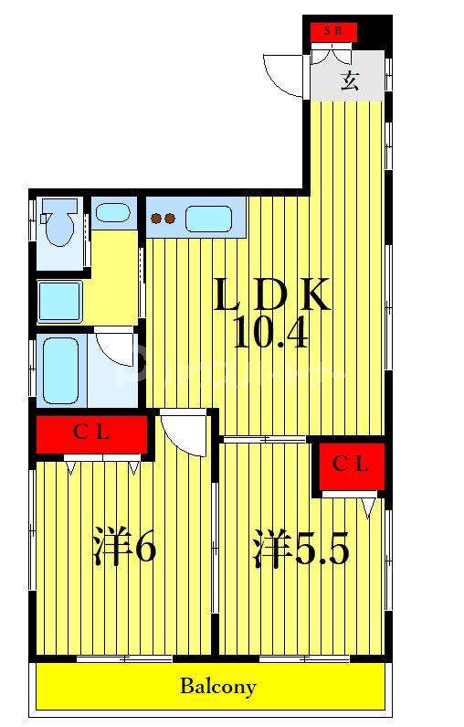 NMビル(2LDK/4階)の間取り写真