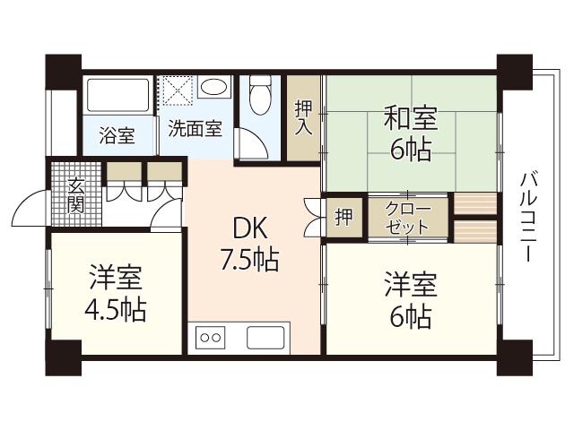 グランドハイツ山根(3DK/2階)の間取り写真