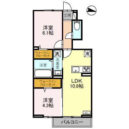 ハイムAG(2LDK/1階)の間取り写真
