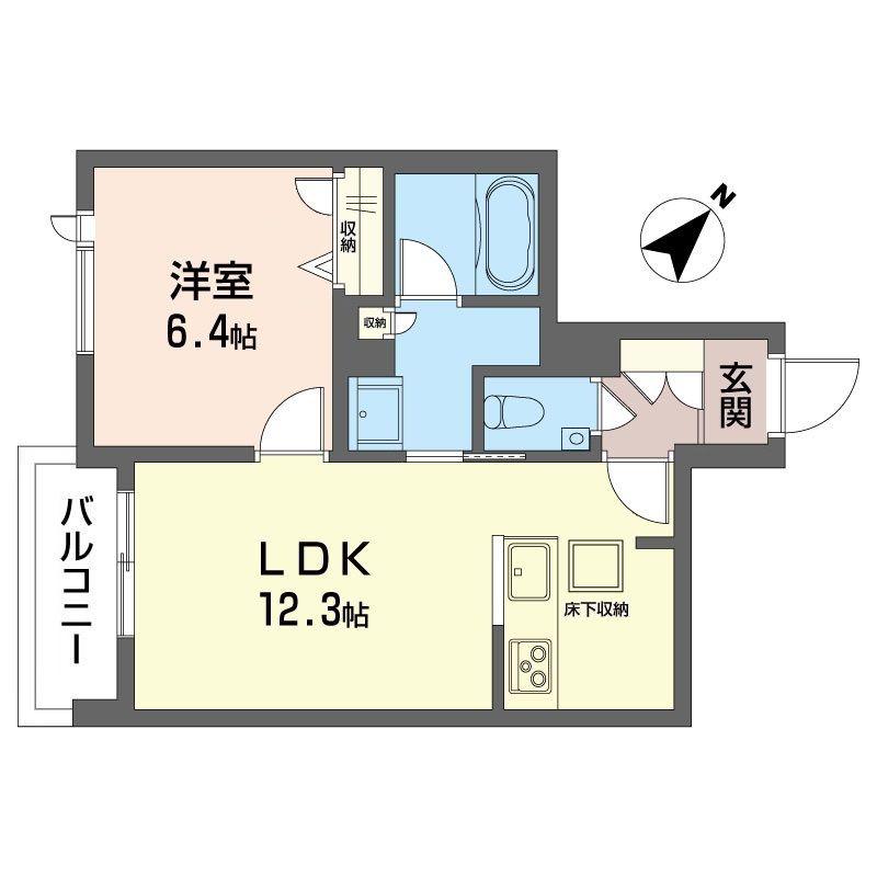 フォス 渋谷笹塚(1LDK/1階)の間取り写真
