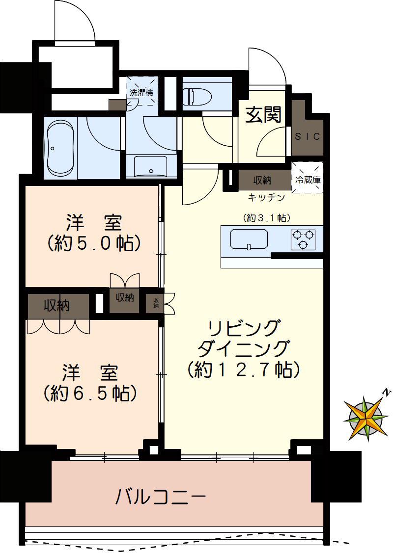 ブランズタワー豊洲(2LDK/26階)の間取り写真