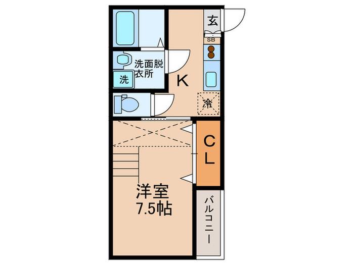 ブリリオ田辺(1K/1階)の間取り写真