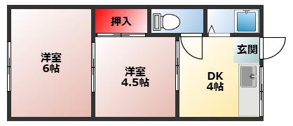 川崎マンション(2DK/3階)の間取り写真
