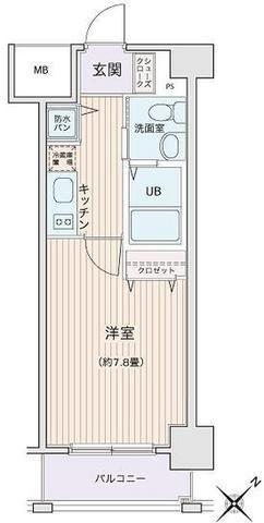 HF門前仲町レジデンス(1K/4階)の間取り写真