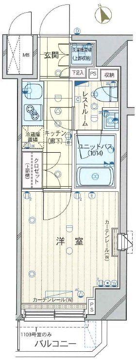 ルーブル新丸子(1K/6階)の間取り写真